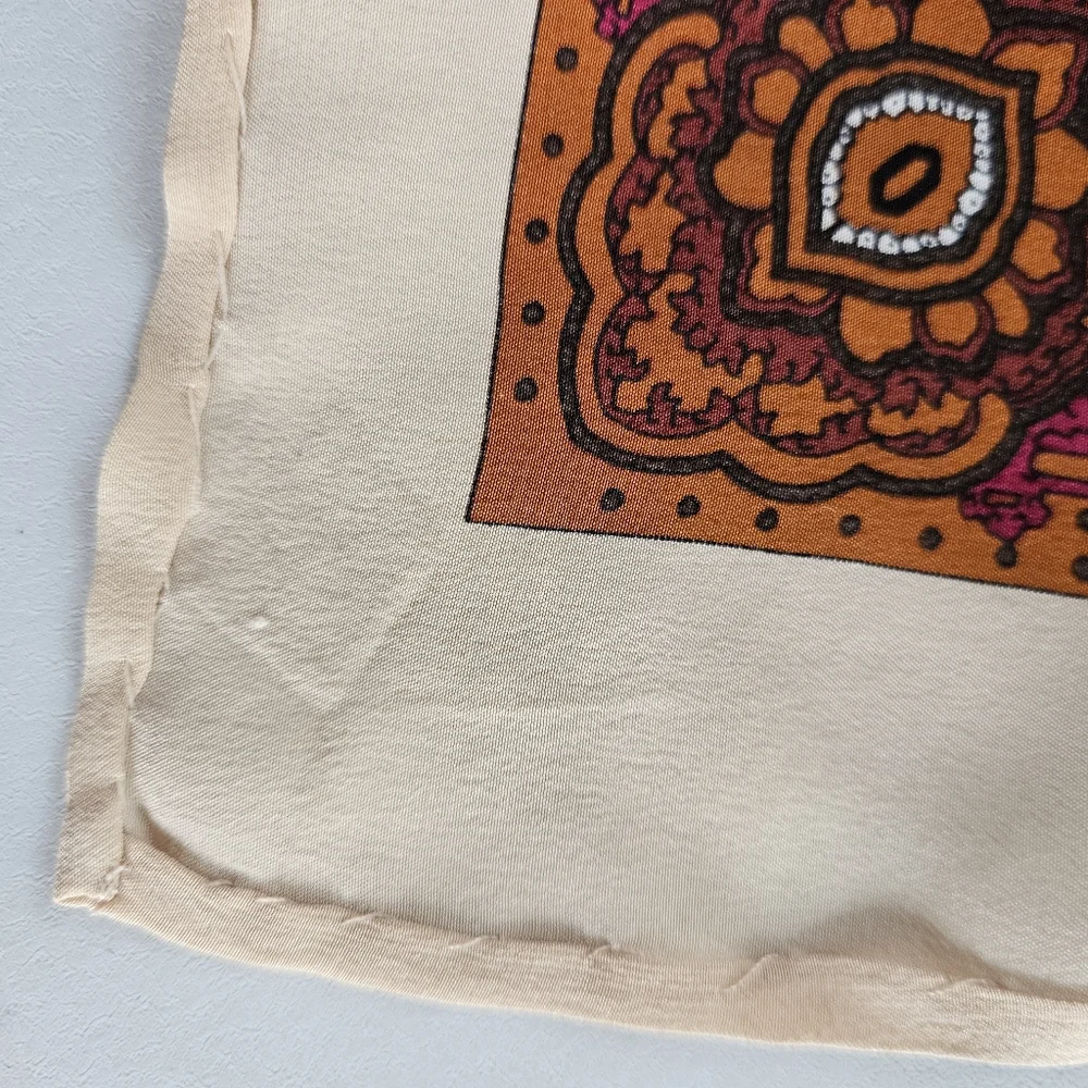 Purple & Orange Paisley Medallion Border Scarf | SZ 35